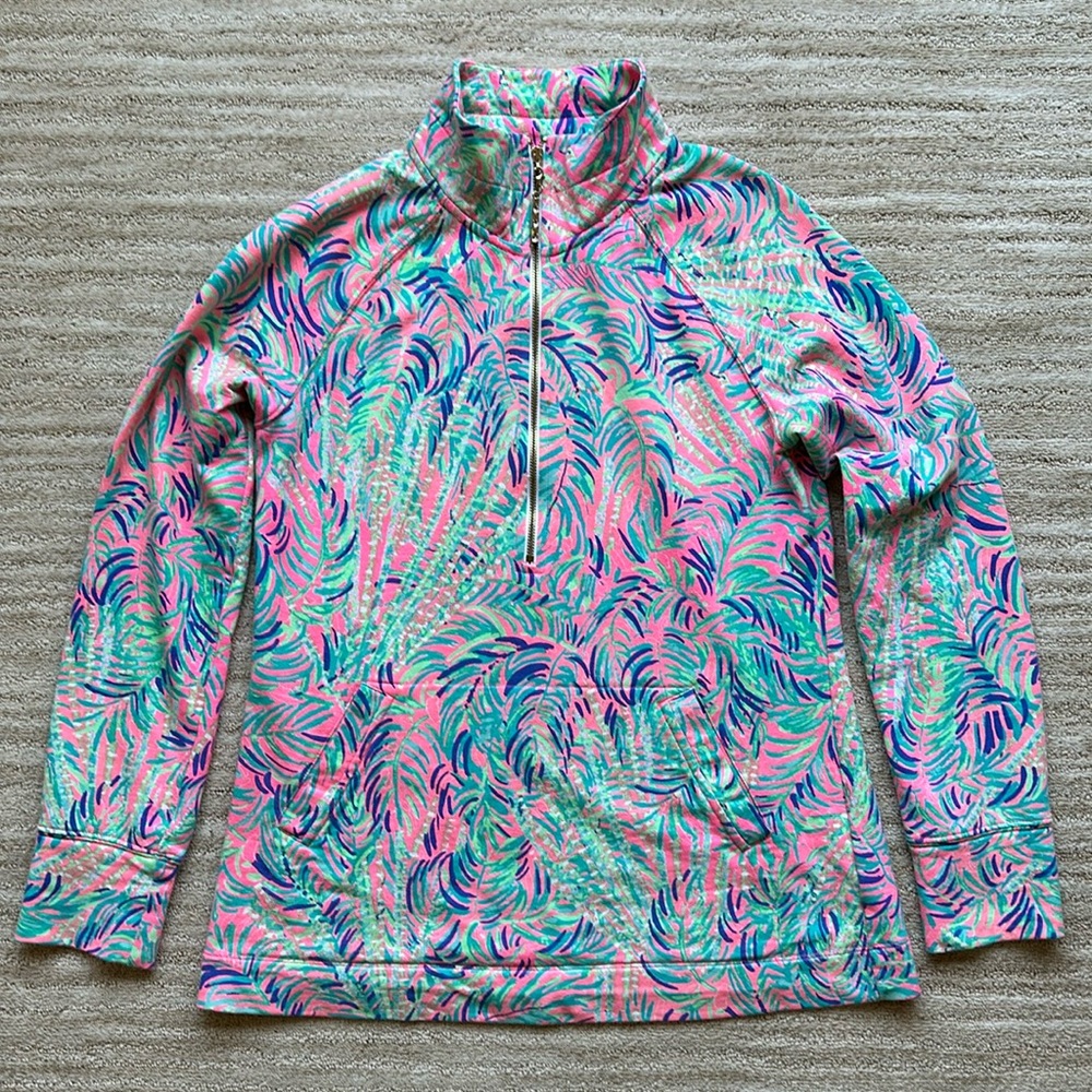 Lilly Pulitzer Skipper Popover 1/2 Zip Pullover Jacket Fish Ocean UPF 50 Size XS